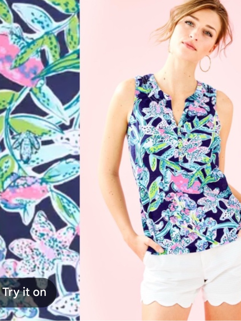 Lilly Pulitzer Essie Top on Sway this Way Print NWT